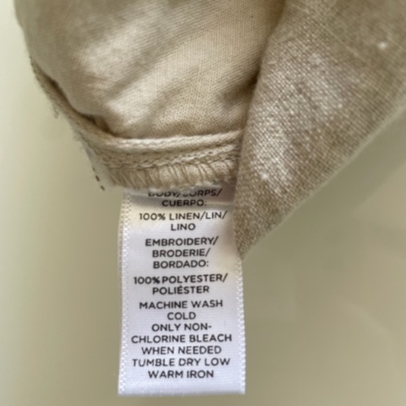 Ann Taylor LOFT | 100% Linen Embroidered Sleeveless Beige Romper | Size 00 XXS - Picture 14 of 15